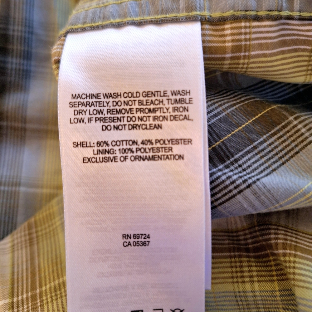 Columbia Green and Yellow Plaid Button Down Shirt Size M Very Good Condition - Picture 5 of 5